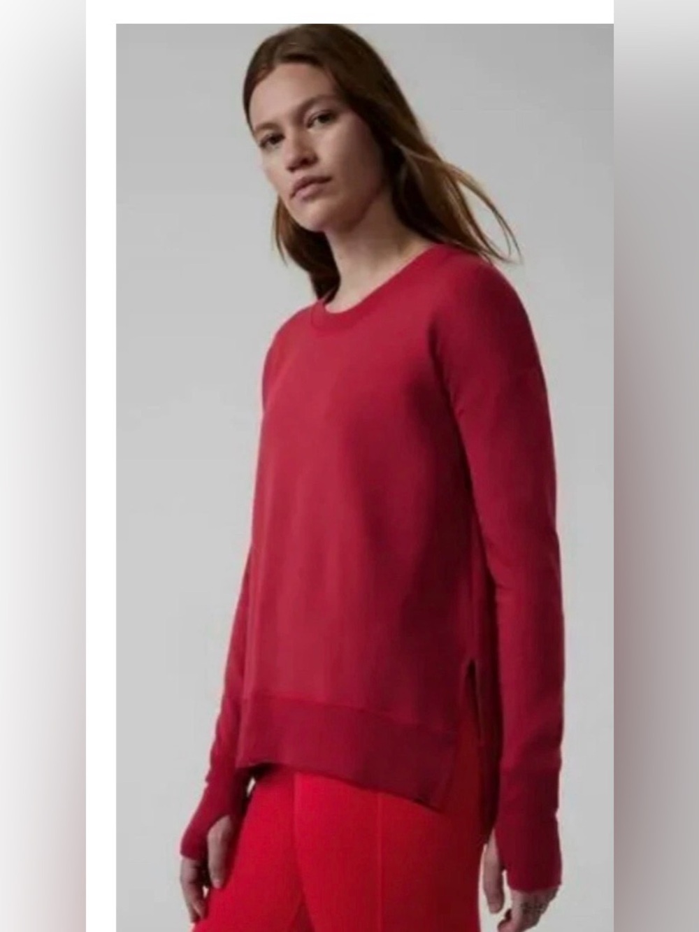 Athleta Coaster Luxe Red Stripe Crewneck Sweater size S